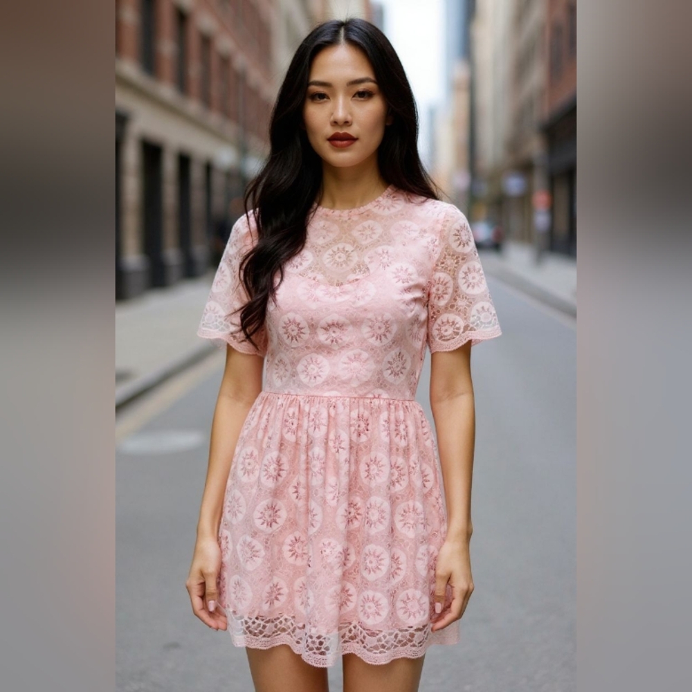 FOREVER 21 Elegant Pink Lace Dress SIZE MEDIUM